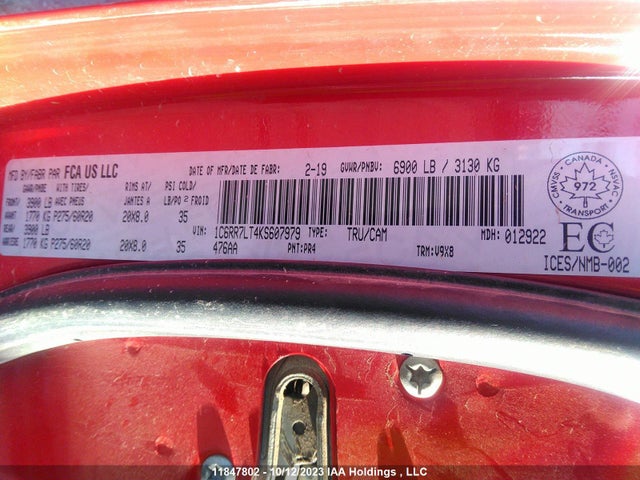 1C6RR7LT4KS607979 RAM 1500 Classic Slt