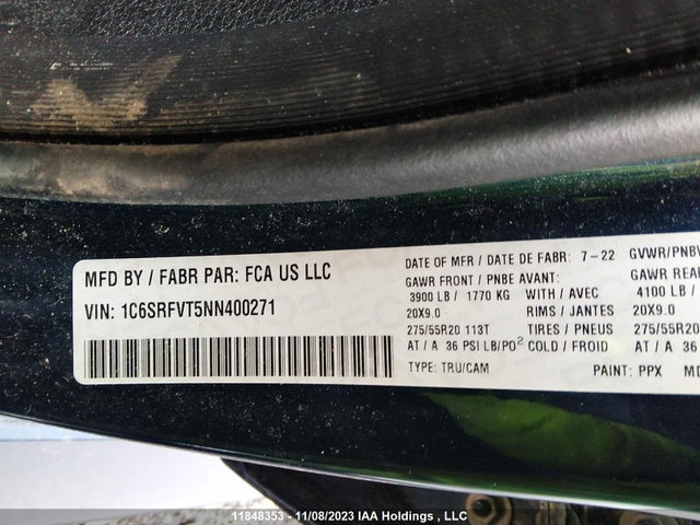 1C6SRFVT5NN400271 RAM 1500 Sport