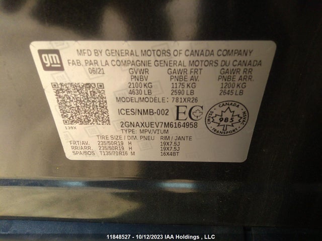 Chevrolet EQUINOX LT 2021 2GNAXUEV7M6164958 Image 9