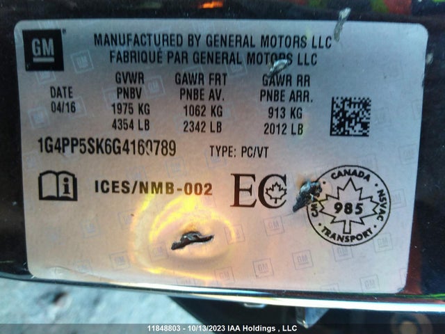 1G4PP5SK6G4160789 Buick Verano Convenience 1