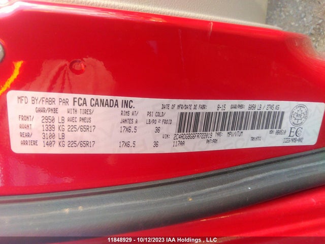 Dodge Grand Caravan Canada Value Package 2015 2C4RDGBG6FR722019 Image 9