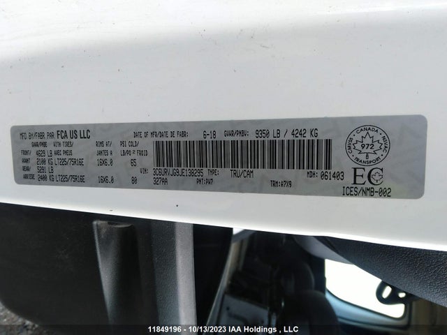 3C6URVJG9JE138295 RAM Promaster Cargo Van