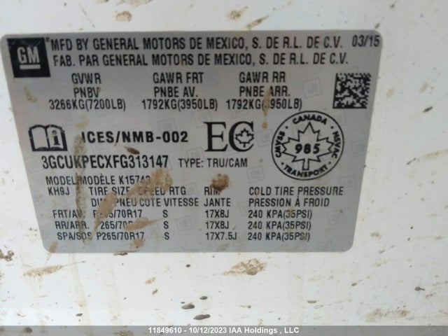 Chevrolet Silverado 1500 Work 2015 3GCUKPECXFG313147 Image 9