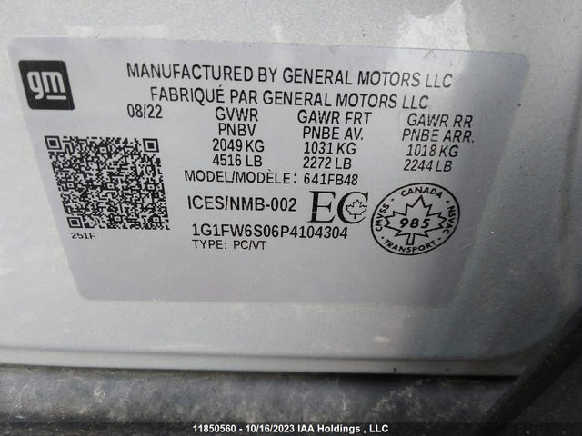 Chevrolet Bolt Ev 1lt 2023 1G1FW6S06P4104304 Image 9