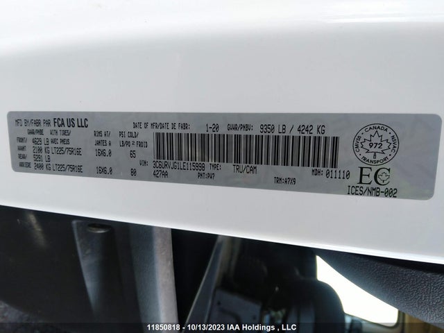 3C6URVJG1LE115998 RAM Promaster Cargo Van