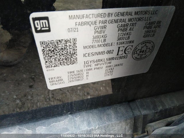 1GYS4RKL5MR419093 Cadillac Escalade Esv Sport Platinum