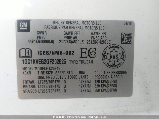 Chevrolet Silverado 2500hd Lt 2016 1GC1KVEG2GF202525 Image 9