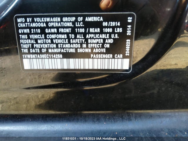 1VWBN7A36EC114258 Volkswagen Passat Comfortline
