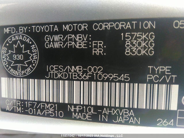 Toyota PRIUS C 2015 JTDKDTB36F1099545 Image 9