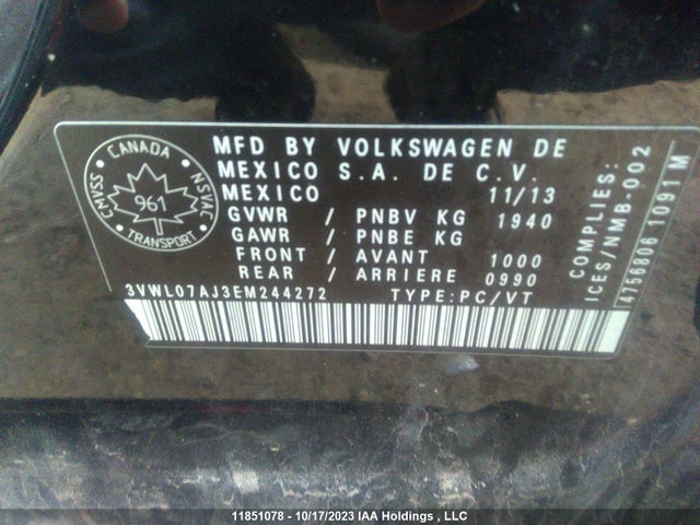 3VWL07AJ3EM244272 Volkswagen Jetta Sedan Highline