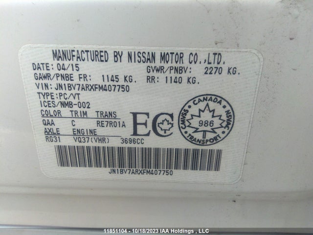 JN1BV7ARXFM407750 Infiniti Q50
