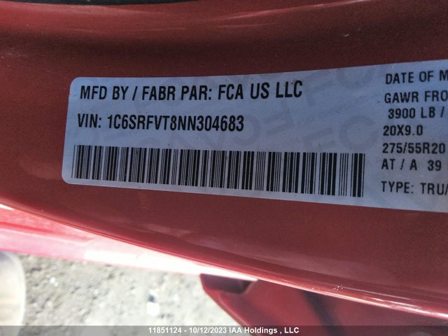 1C6SRFVT8NN304683 RAM 1500 Sport