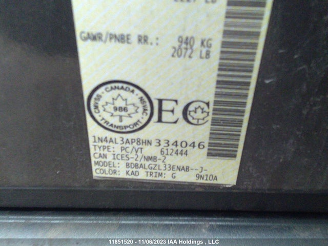 Nissan Altima 2017 1N4AL3AP8HN334046 Image 28