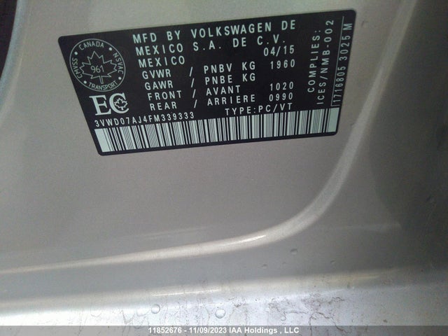 3VWD07AJ4FM339333 Volkswagen Jetta Sedan Comfortline/trendline+