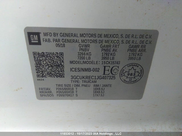 Chevrolet Silverado 1500 Lt 2018 3GCUKREC1JG407325 Image 9