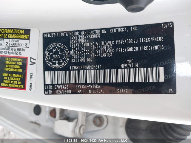 Toyota Venza 2016 4T3BK3BB0GU121541 Image 9