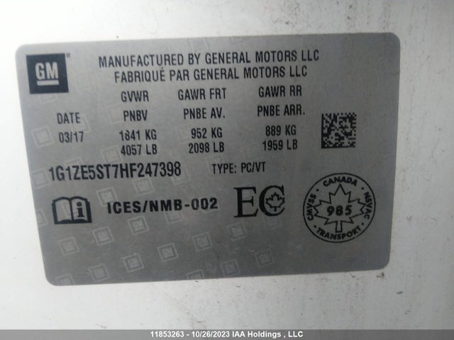 Chevrolet MALIBU LT 2017 1G1ZE5ST7HF247398 Image 9