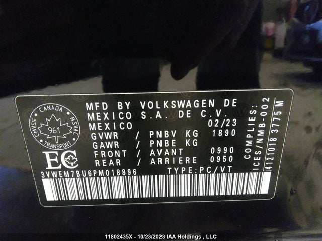3VWEM7BU6PM018896 Volkswagen Jetta Comfortline