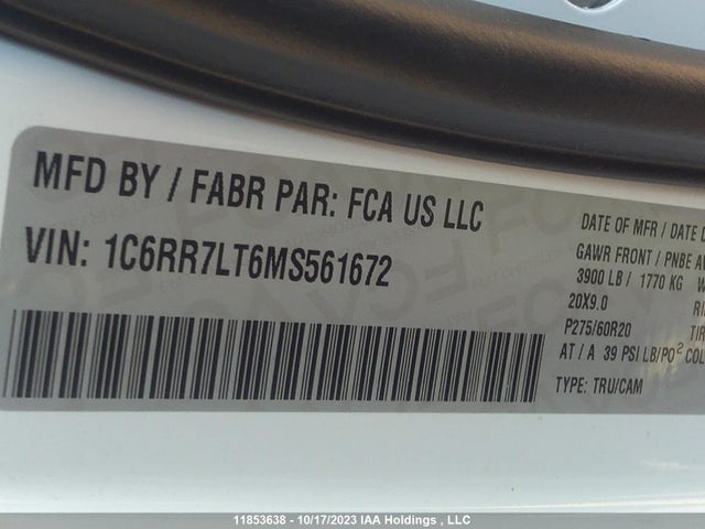 1C6RR7LT6MS561672 RAM 1500 Classic Warlock