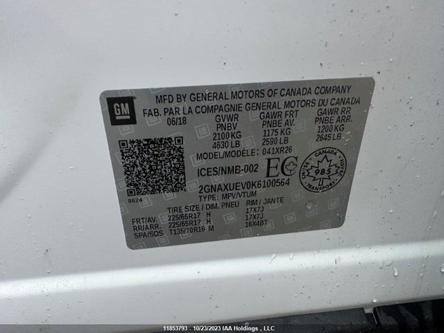 Chevrolet EQUINOX LT 2019 2GNAXUEV0K6100564 Image 10