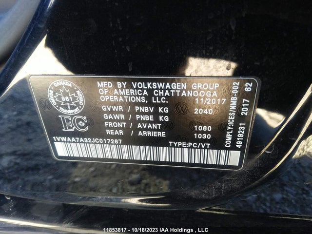 Volkswagen Passat Trendline+ 2018 1VWAA7A32JC017267 Image 9