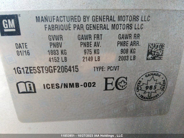 Chevrolet MALIBU LT 2016 1G1ZE5ST9GF206415 Image 9