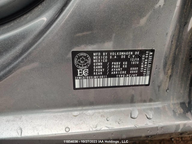 3VWCB7BUXLM010811 Volkswagen Jetta Comfortline