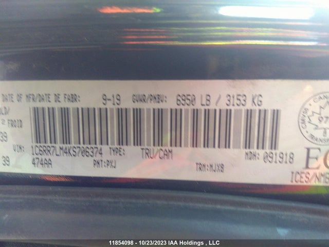 1C6RR7LM4KS706374 RAM 1500 Classic Slt