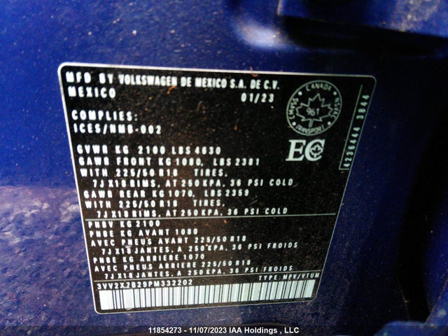 3VV2X7B29PM332202 Volkswagen Taos Highline