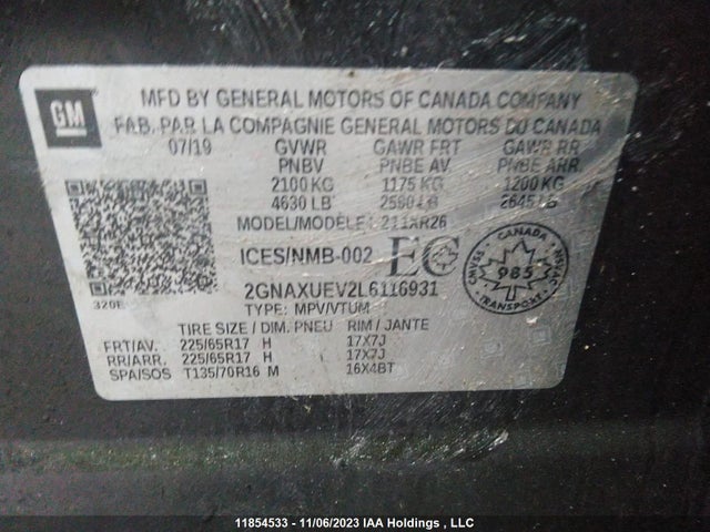 Chevrolet EQUINOX LT 2020 2GNAXUEV2L6116931 Image 9