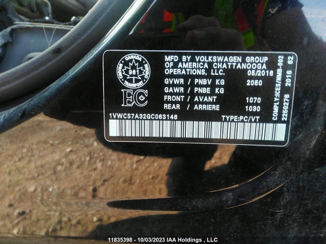 1VWCS7A32GC063146 Volkswagen Passat Highline