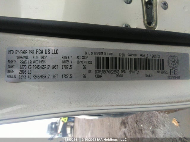 1C4PJMBX7KD225668 Jeep Cherokee Trailhawk Elite