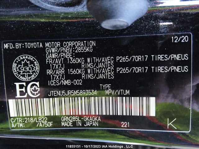 Toyota 4RUNNER 2021 JTENU5JR5M5893534 Image 9