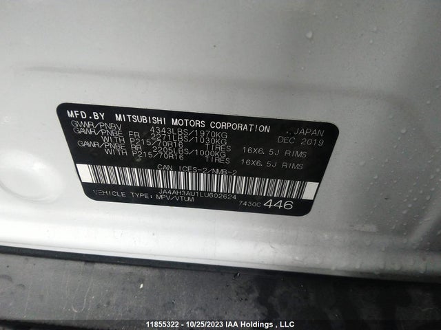 JA4AH3AU1LU602624 Mitsubishi Rvr Es/se