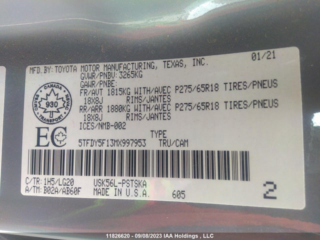 Toyota Tundra Sr5 2021 5TFDY5F13MX997953 Image 9