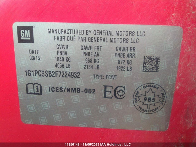Chevrolet Cruze 1lt 2015 1G1PC5SB2F7224932 Image 9