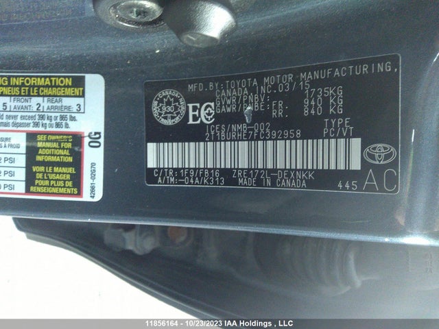 Toyota COROLLA CE/S/LE 2015 2T1BURHE7FC392958 Image 9