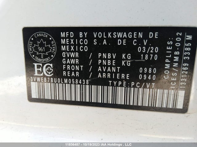 3VWEB7BU0LM058438 Volkswagen Jetta Highline