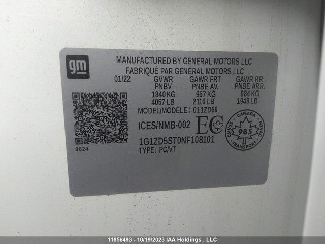 Chevrolet MALIBU LT 2022 1G1ZD5STONF108101 Image 9