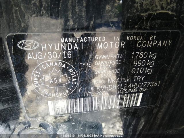 Hyundai ELANTRA 2017 KMHD84LF4HU277381 Image 9