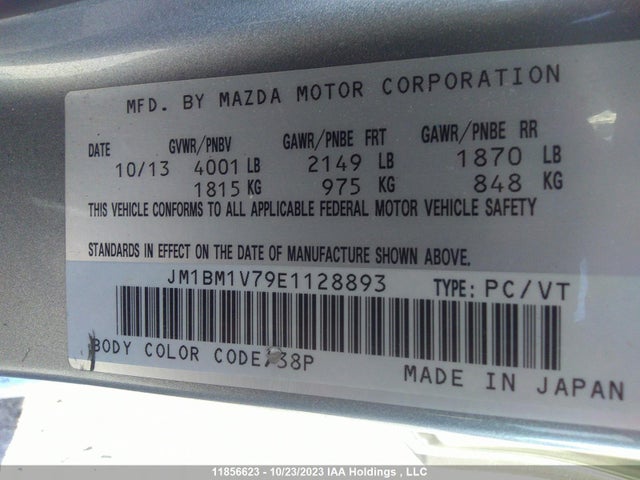JM1BM1V79E1128893 Mazda Mazda3 Gs-sky