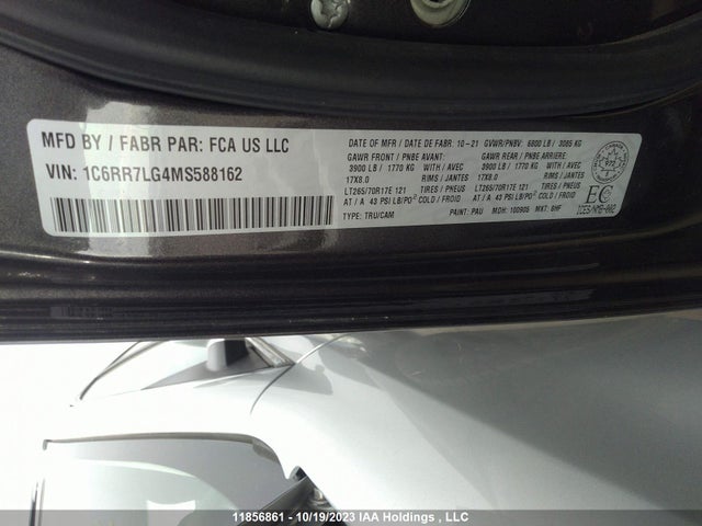 1C6RR7LG4MS588162 RAM 1500 Classic Warlock