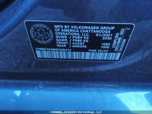 1VWBA7A38MC005472 Volkswagen Passat Highline