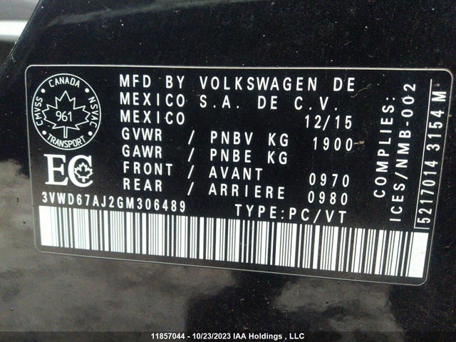3VWD67AJ2GM306489 Volkswagen Jetta Sedan Comfortline