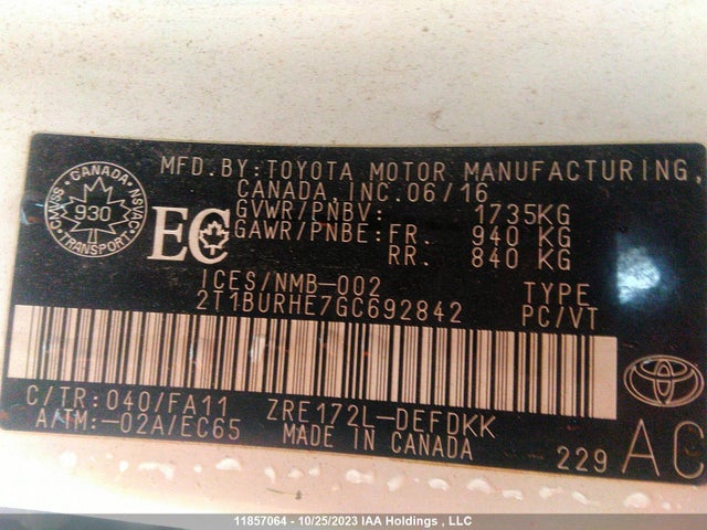 Toyota COROLLA 2016 2T1BURHE7GC692842 Image 9