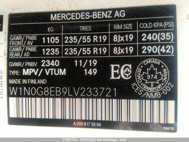W1N0G8EB9LV233721 Mercedes-Benz Glc Glc 300