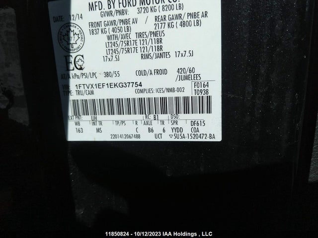 Ford F-150 Xl/xl W/midbox Prep 2014 1FTVX1EF1EKG37754 Image 9