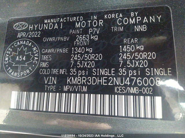 Hyundai Palisade Luxury 2022 KM8R3DHE2NU476008 Image 9