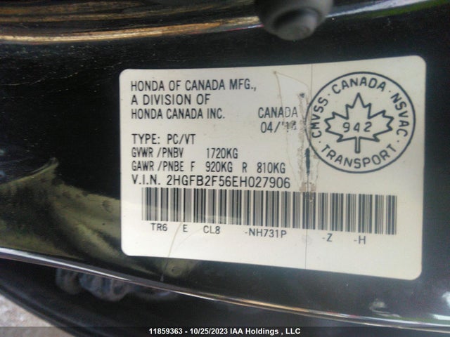 Honda r18z1 2014 2HGFB2F56EH027906 Image 26