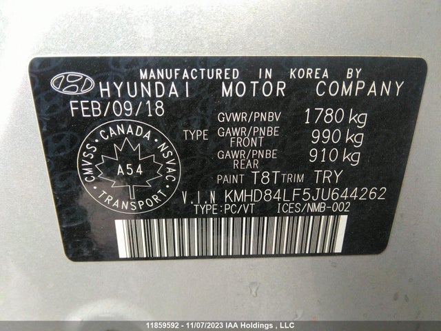 Продаж на аукціоні авто 2018 Hyundai Elantra, vin: KMHD84LF5JU644262, номер лоту: 11859592